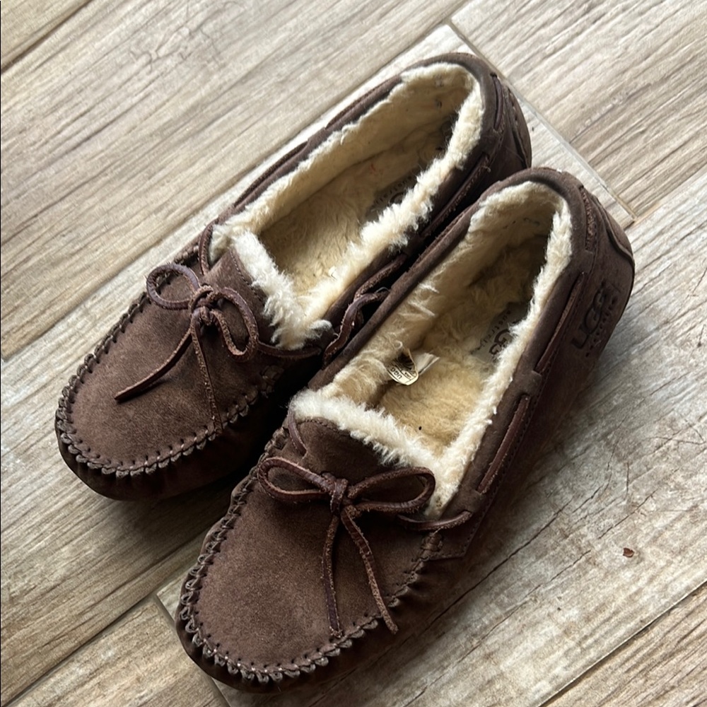 UGG Chocolate Suede Moccasin Slippers